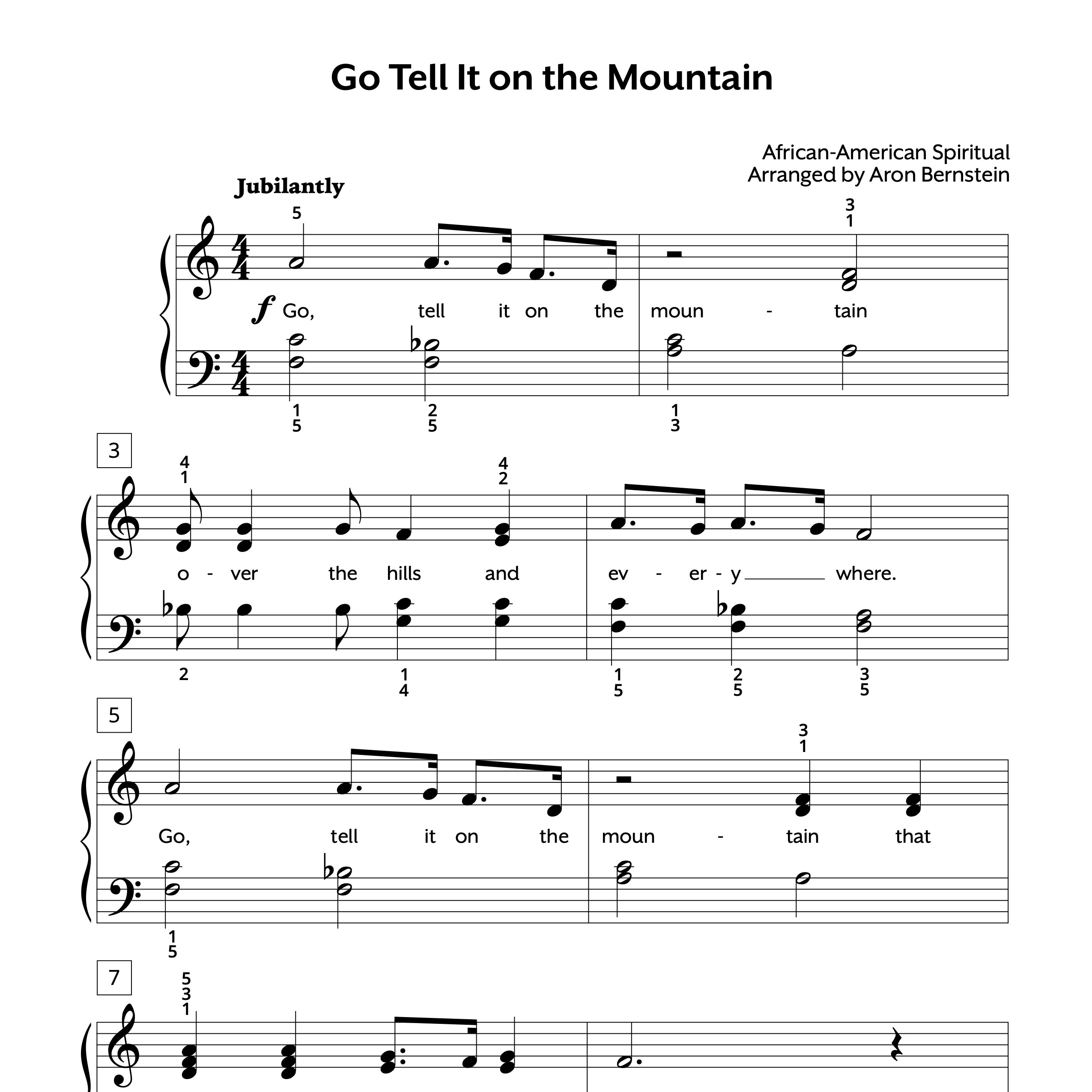 Go Tell It on the Mountain Elementary Sheet Music