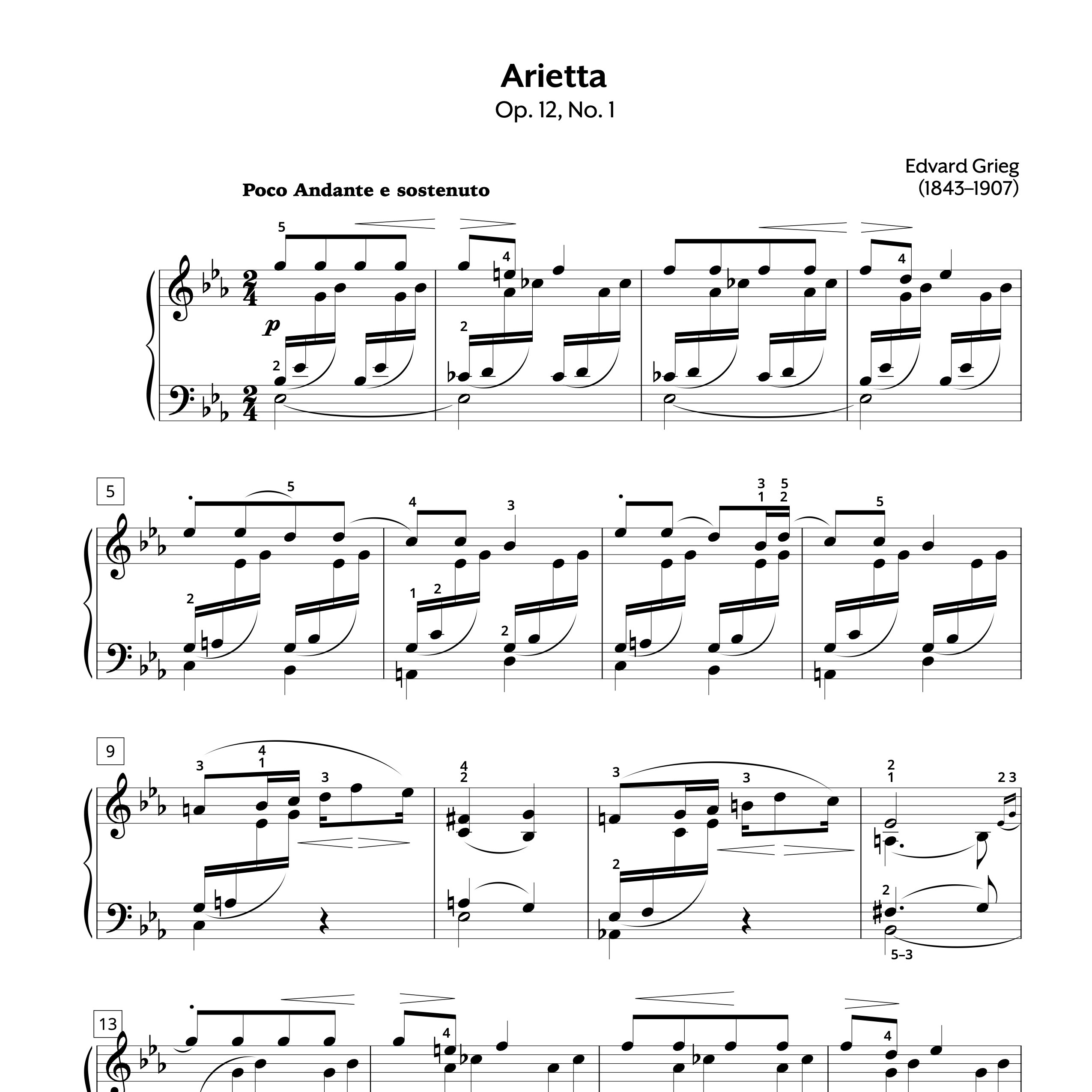 Grieg Arietta Op. 12 No. 1 Sheet Music