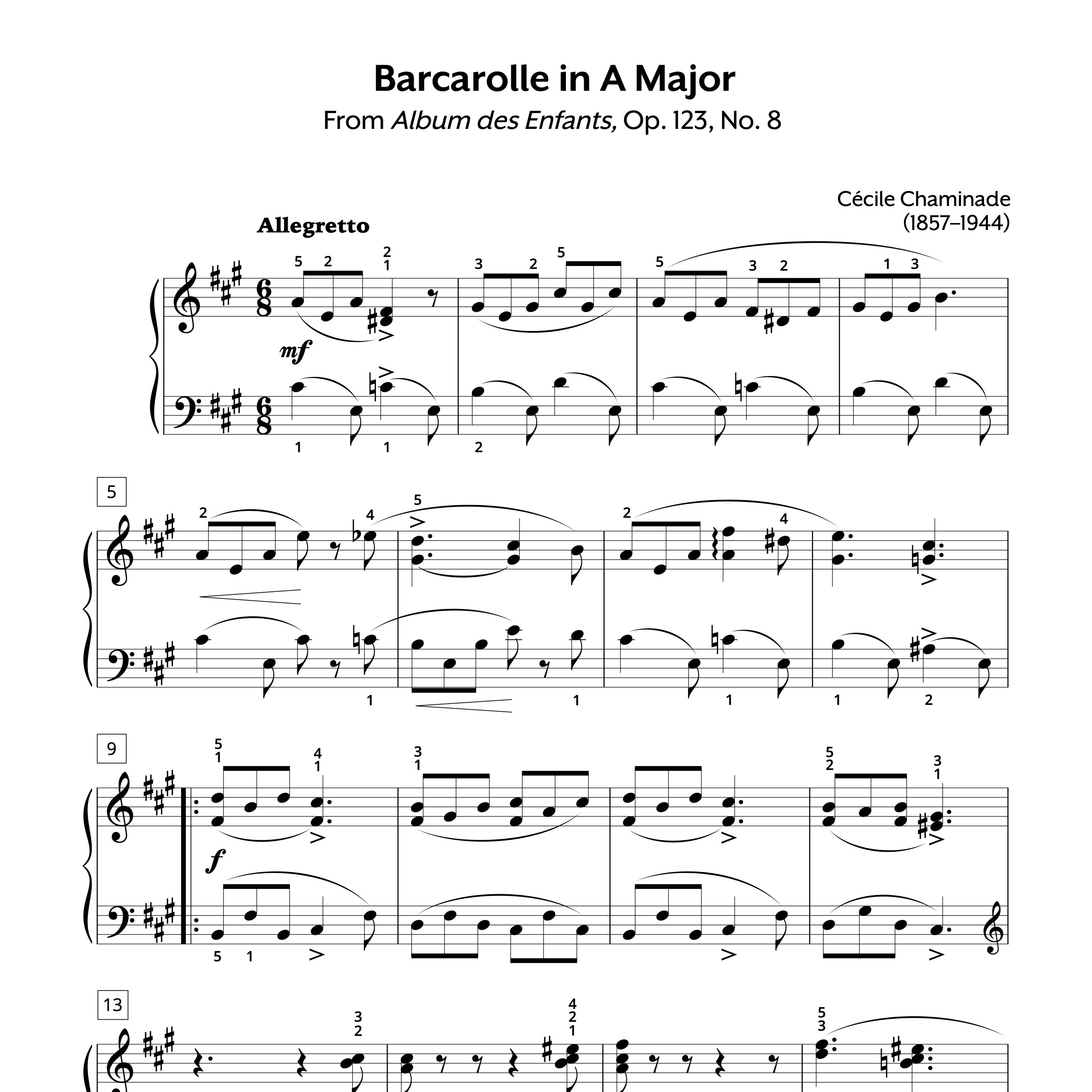 Chaminade Barcarolle in A Major, Op. 123, No. 8 Sheet Music