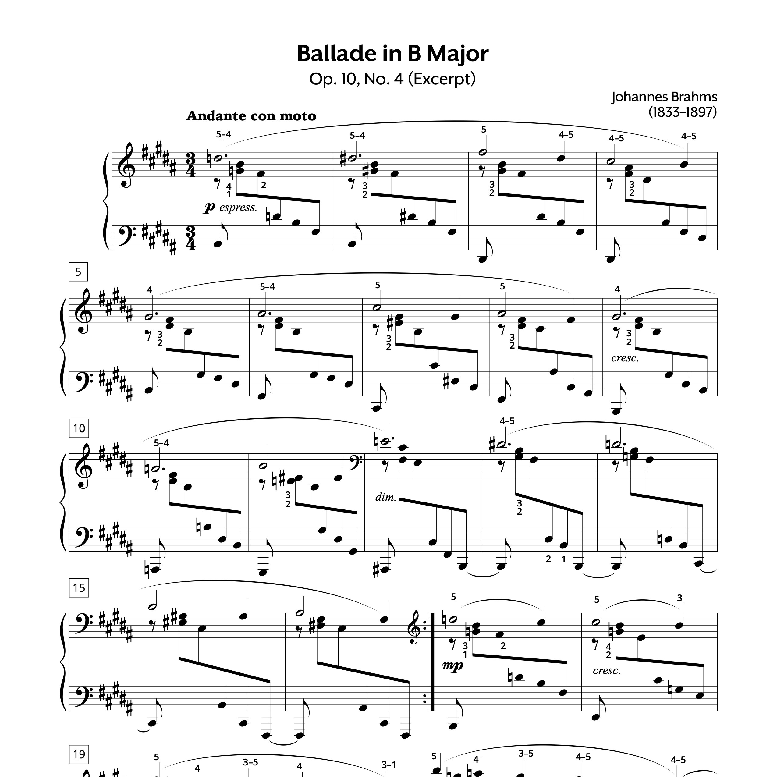 Brahms Ballade Op. 10 No. 4 Store Preview