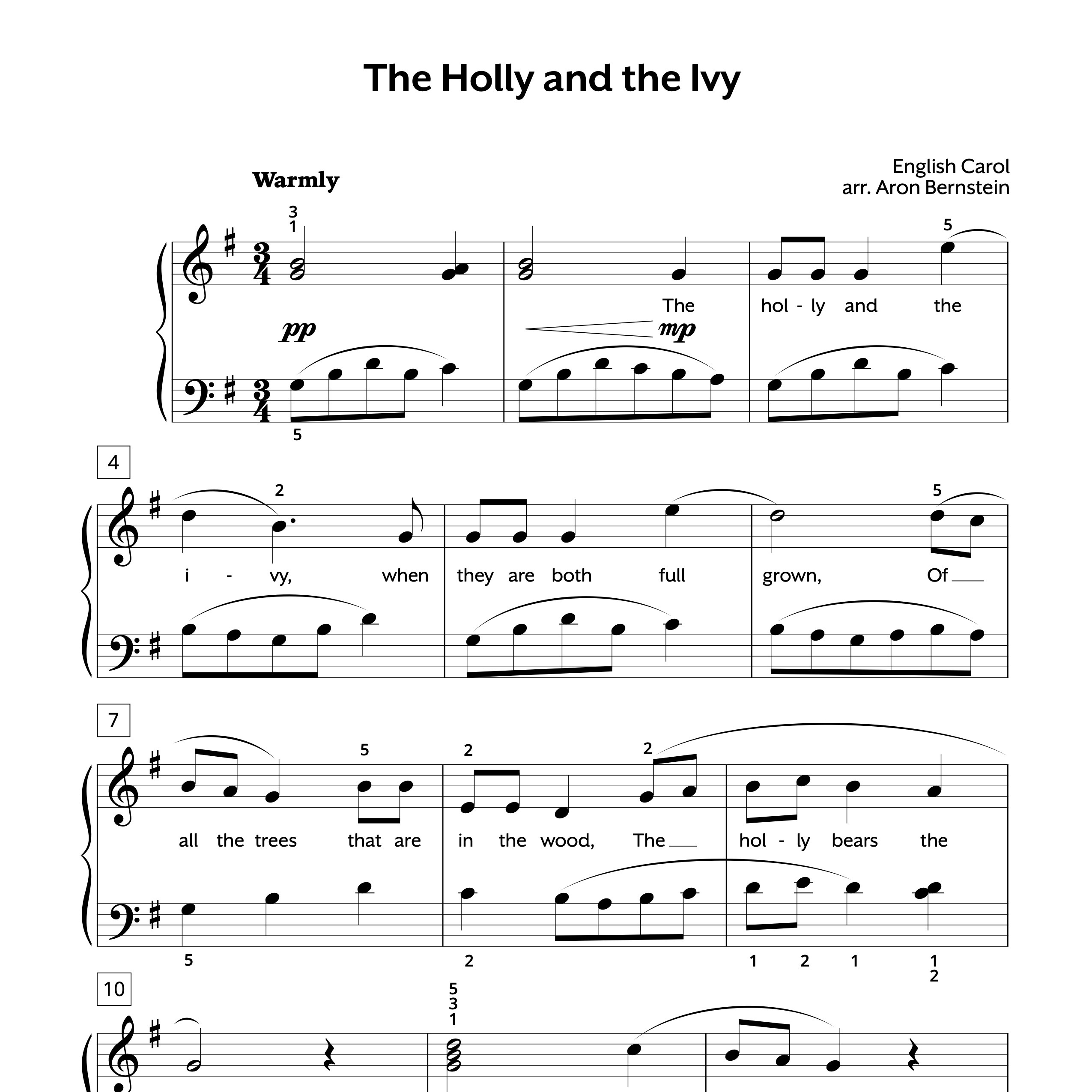 The Holly and the Ivy Late Elementary Sheet Music