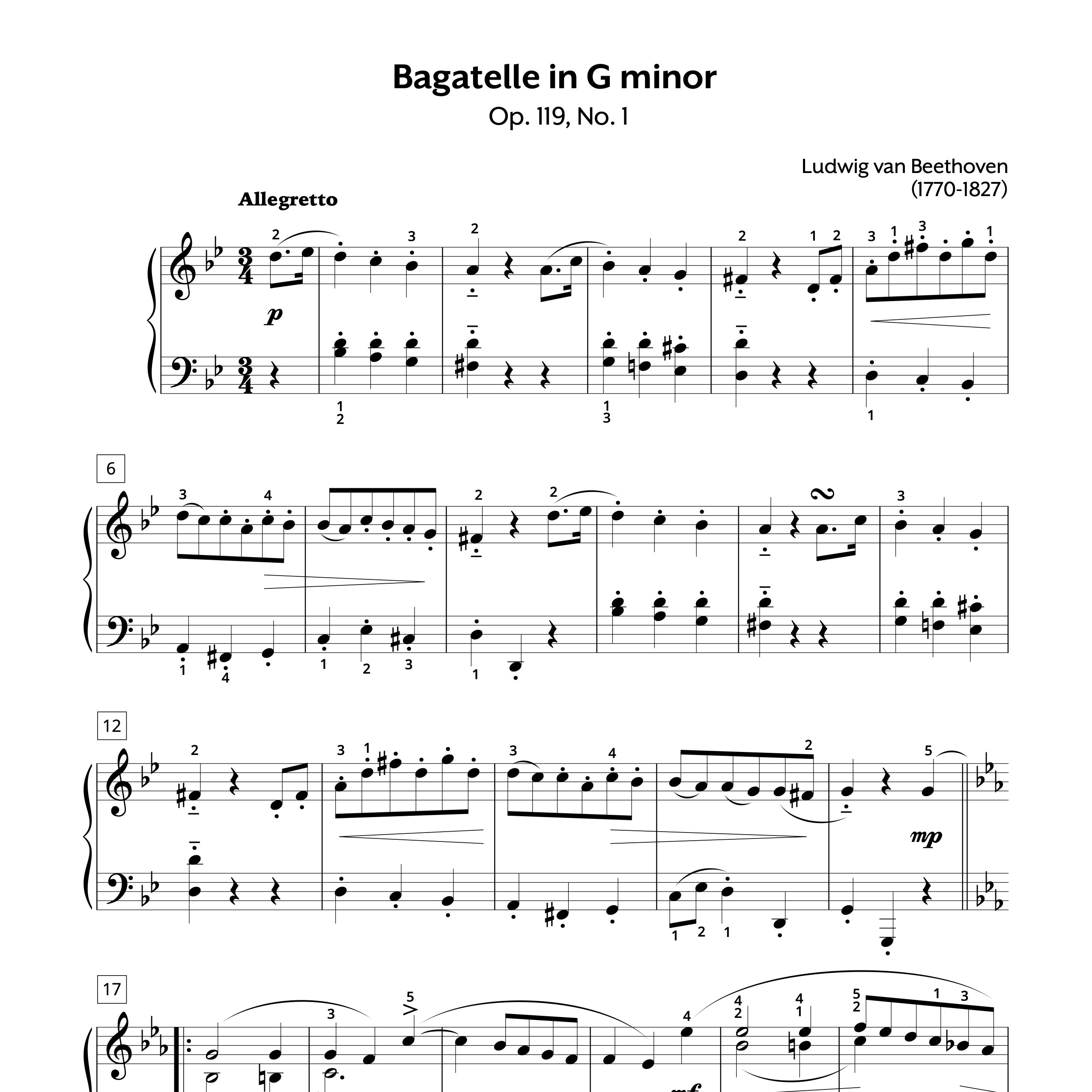 Beethoven Bagatelle Op. 119 No. 1 Store Preview