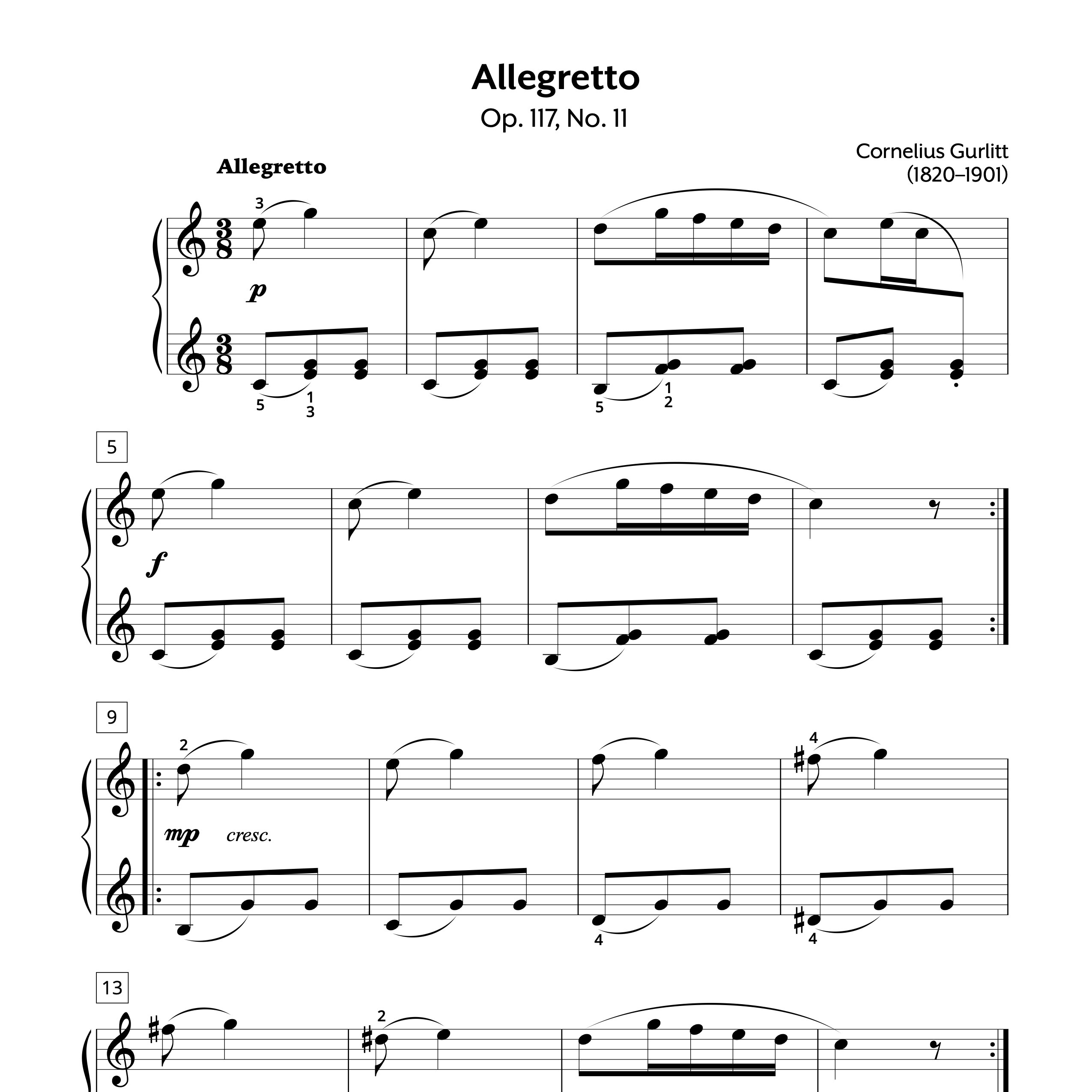 Gurlitt Allegretto Op. 117 No. 11 Sheet Music