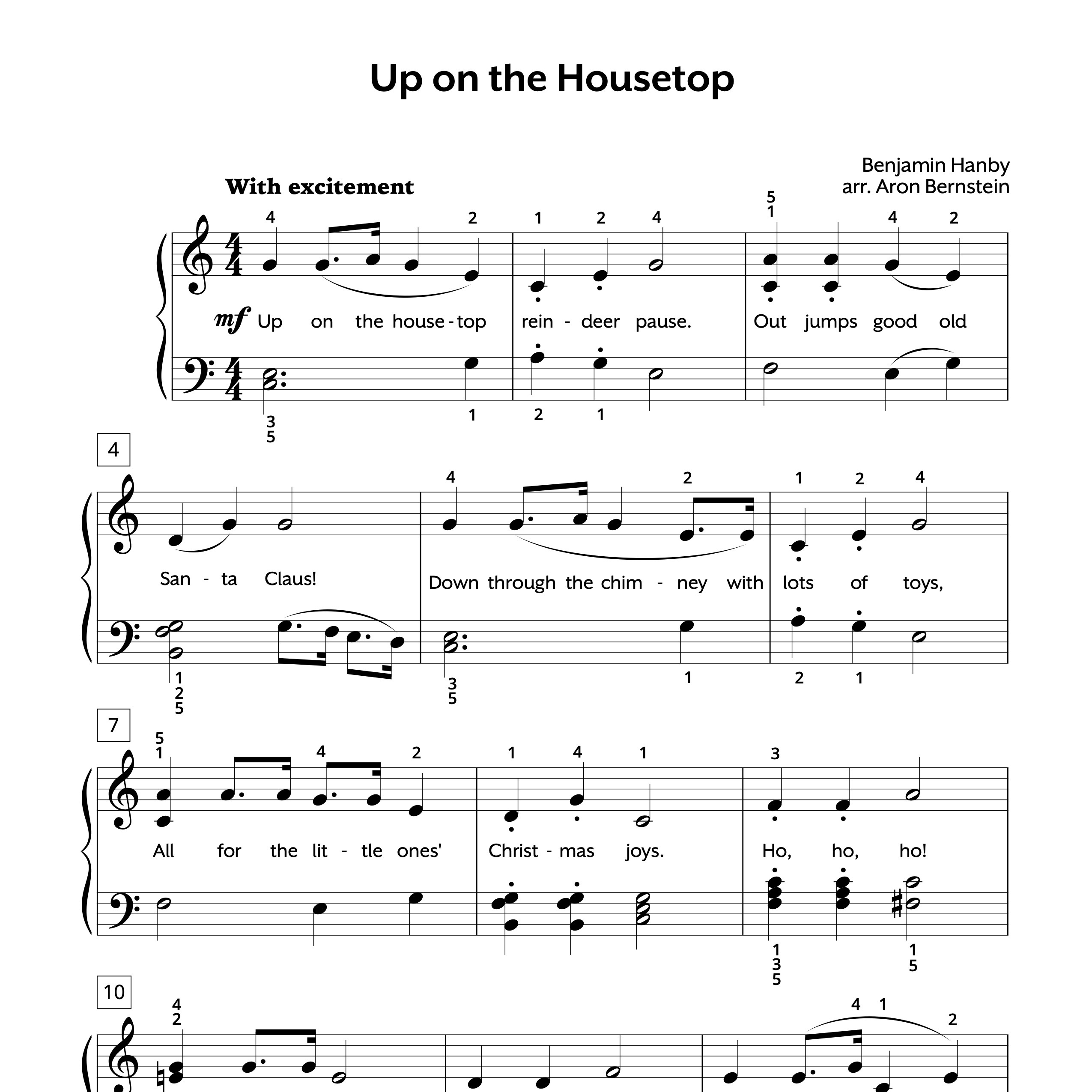 Up On the Housetop Solo Piano Version Sheet Music