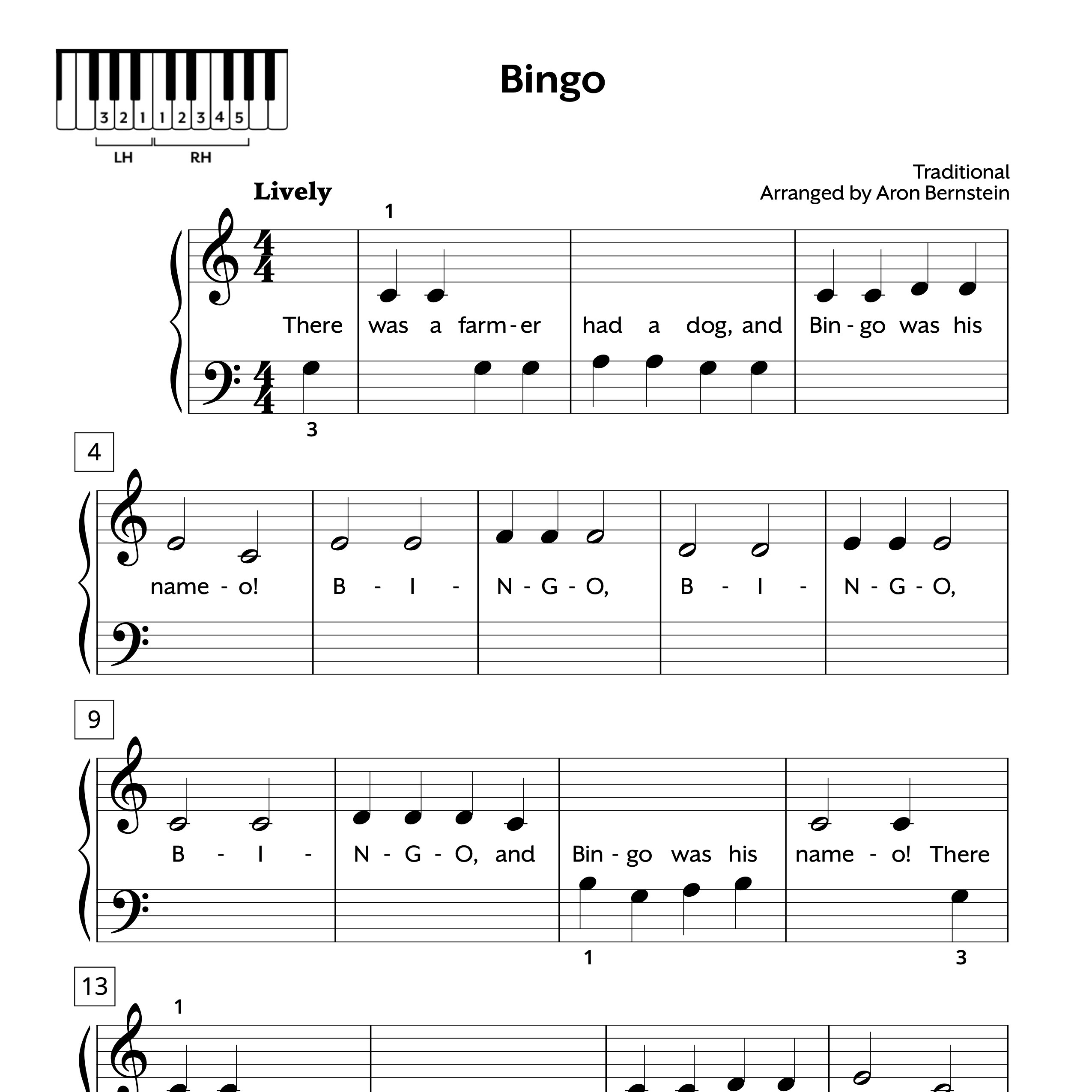 Bingo Early Elementary Sheet Music