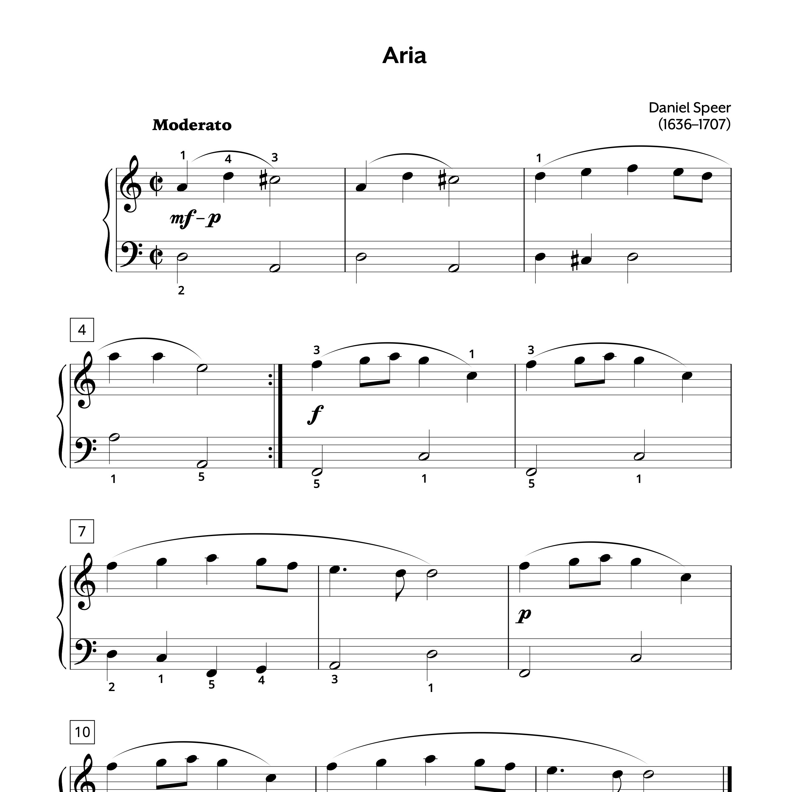 Speer Aria in D minor Sheet Music