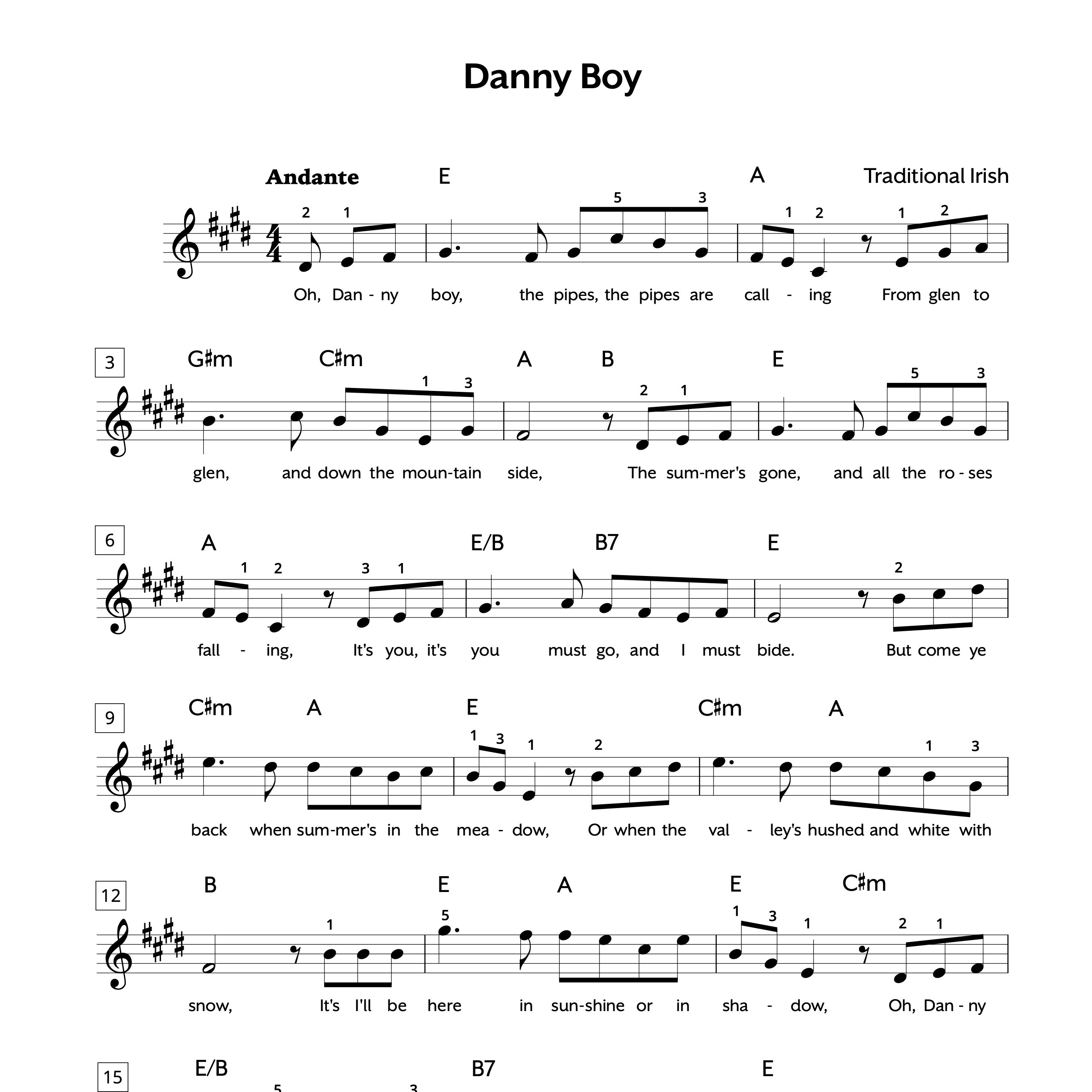 Danny Boy Sheet Music