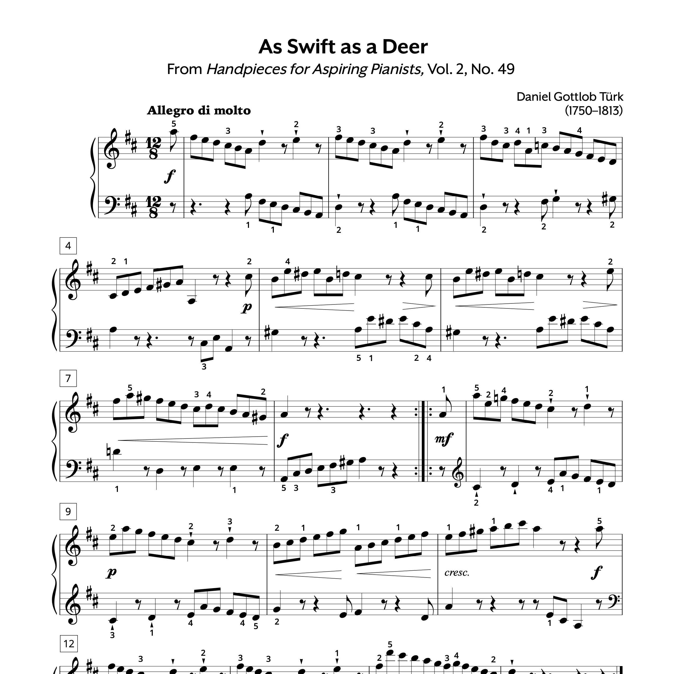 Türk As Swift as a Deer Sheet Music