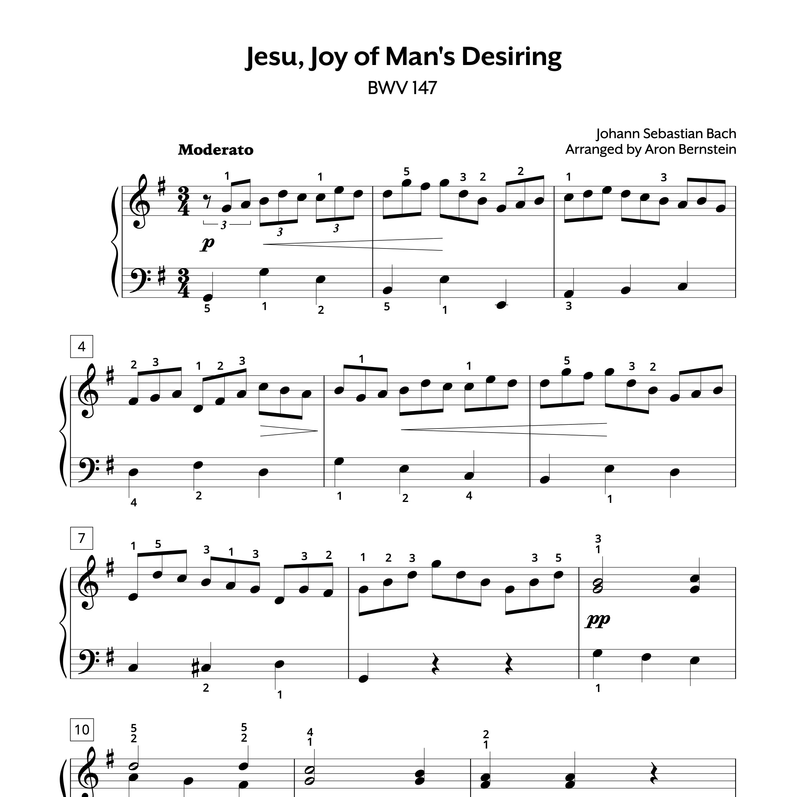 JS Bach Jesu, Joy of Man's Desiring Early Intermediate Sheet Music