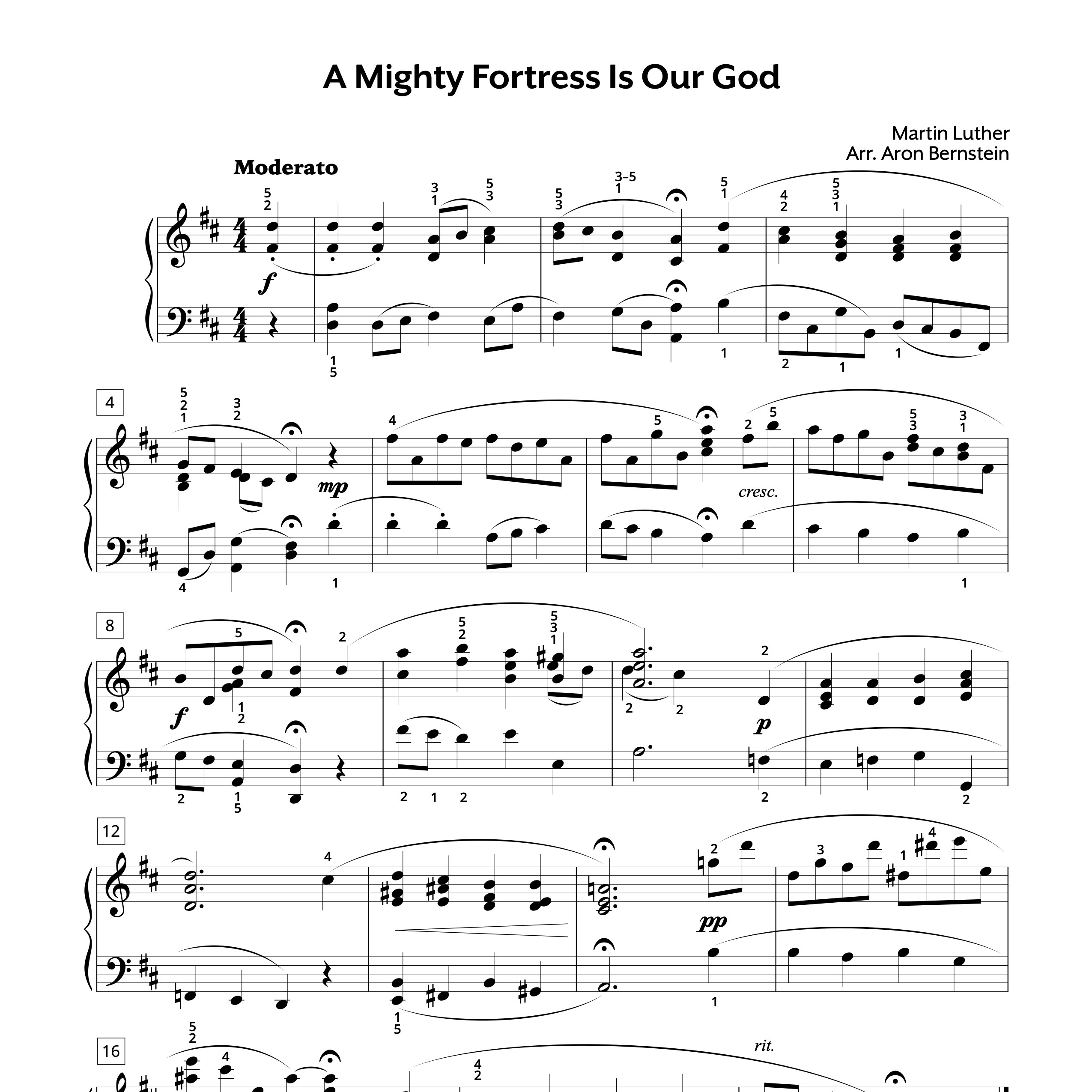 A Mighty Fortress Is Our God Late Intermediate Sheet Music