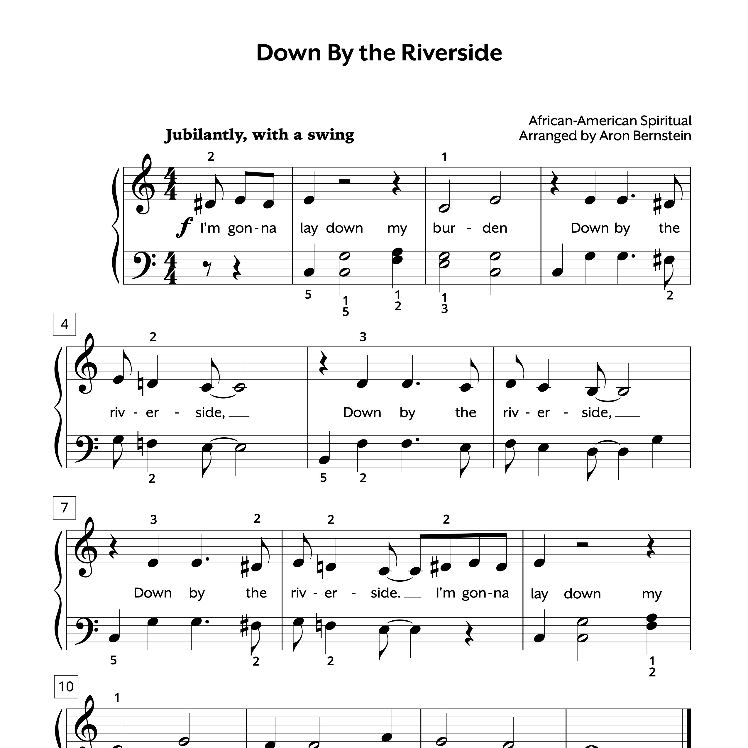 Down By the Riverside Elementary Sheet Music