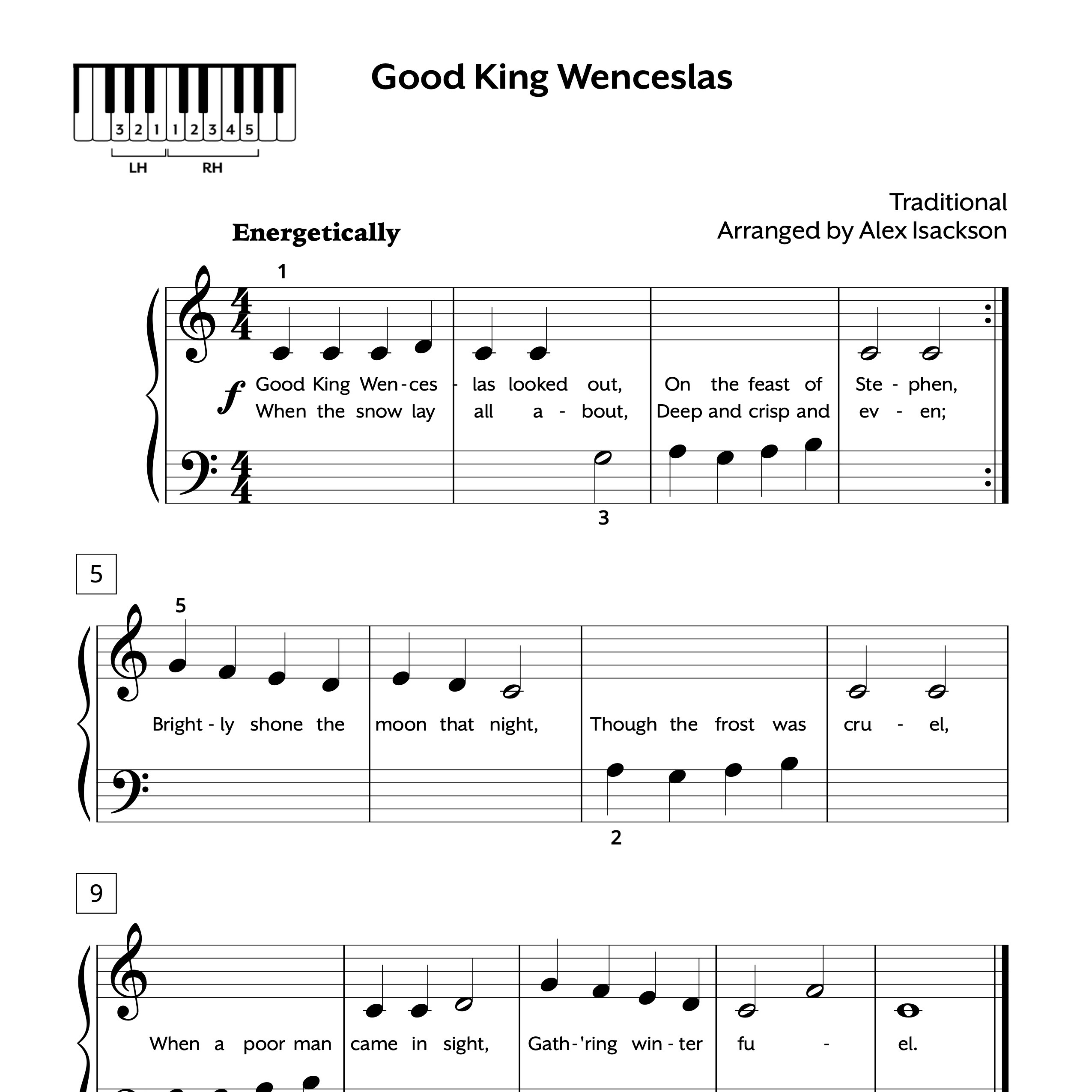 Christmas Early Elementary Good King Wenceslas Sheet Music