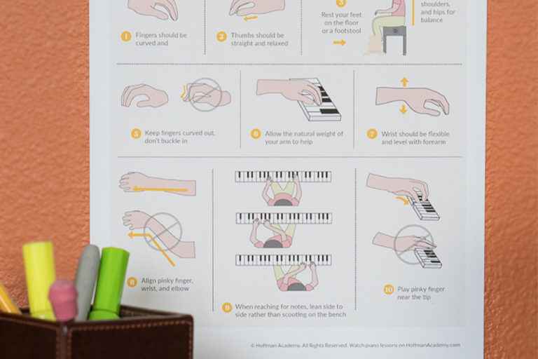 piano posture reference sheet