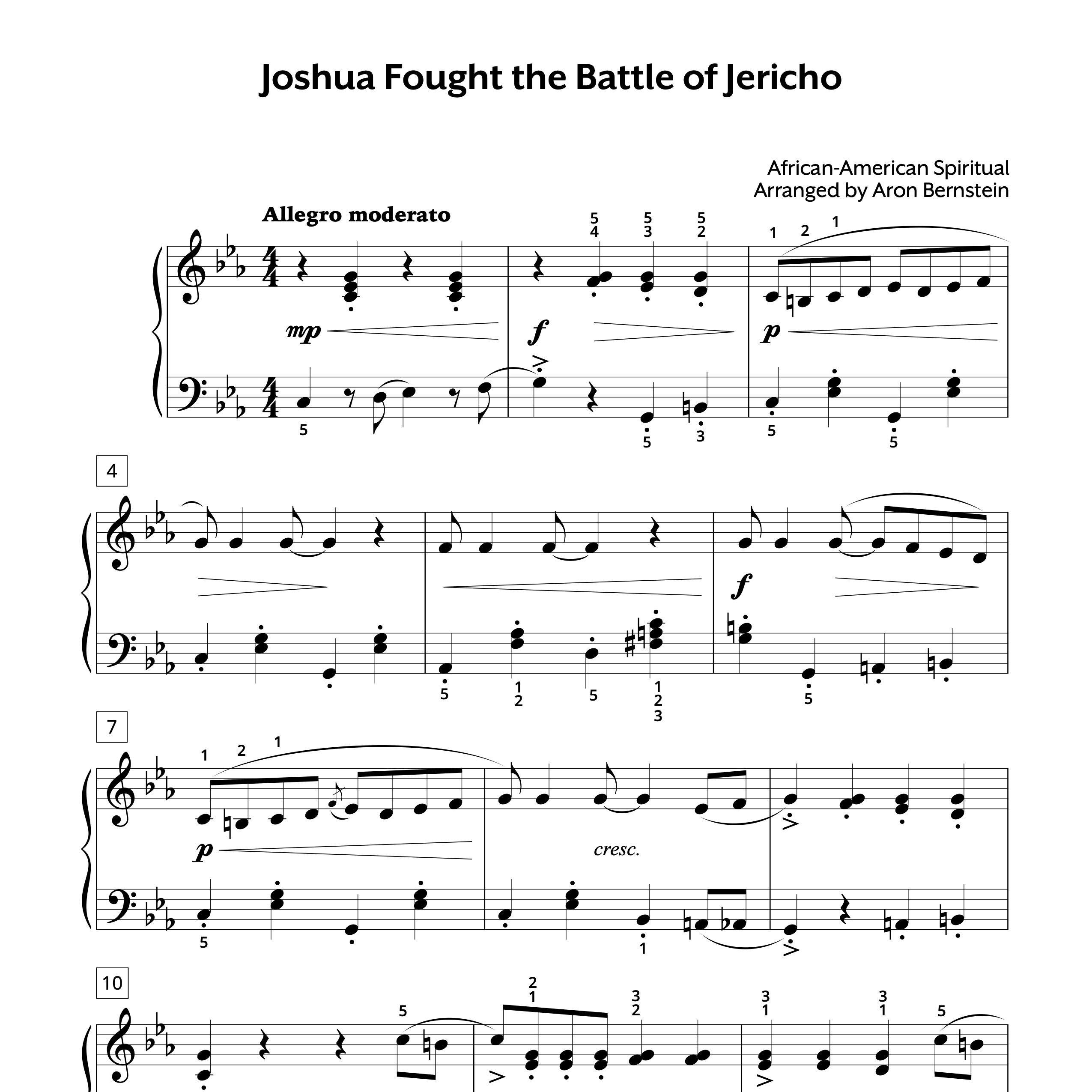 Joshua Fought the Battle of Jericho Early Intermediate Sheet Music