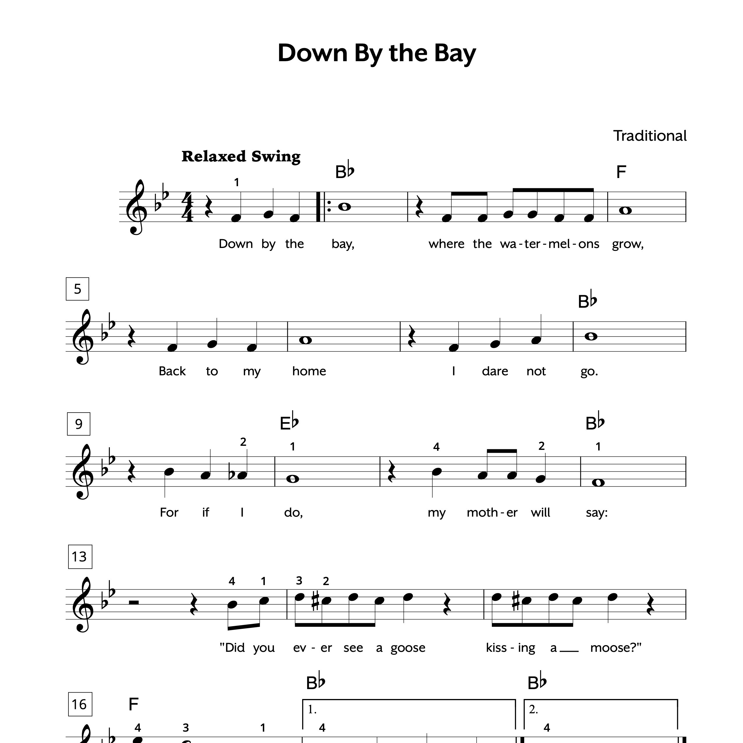 Down By the Bay Sheet Music