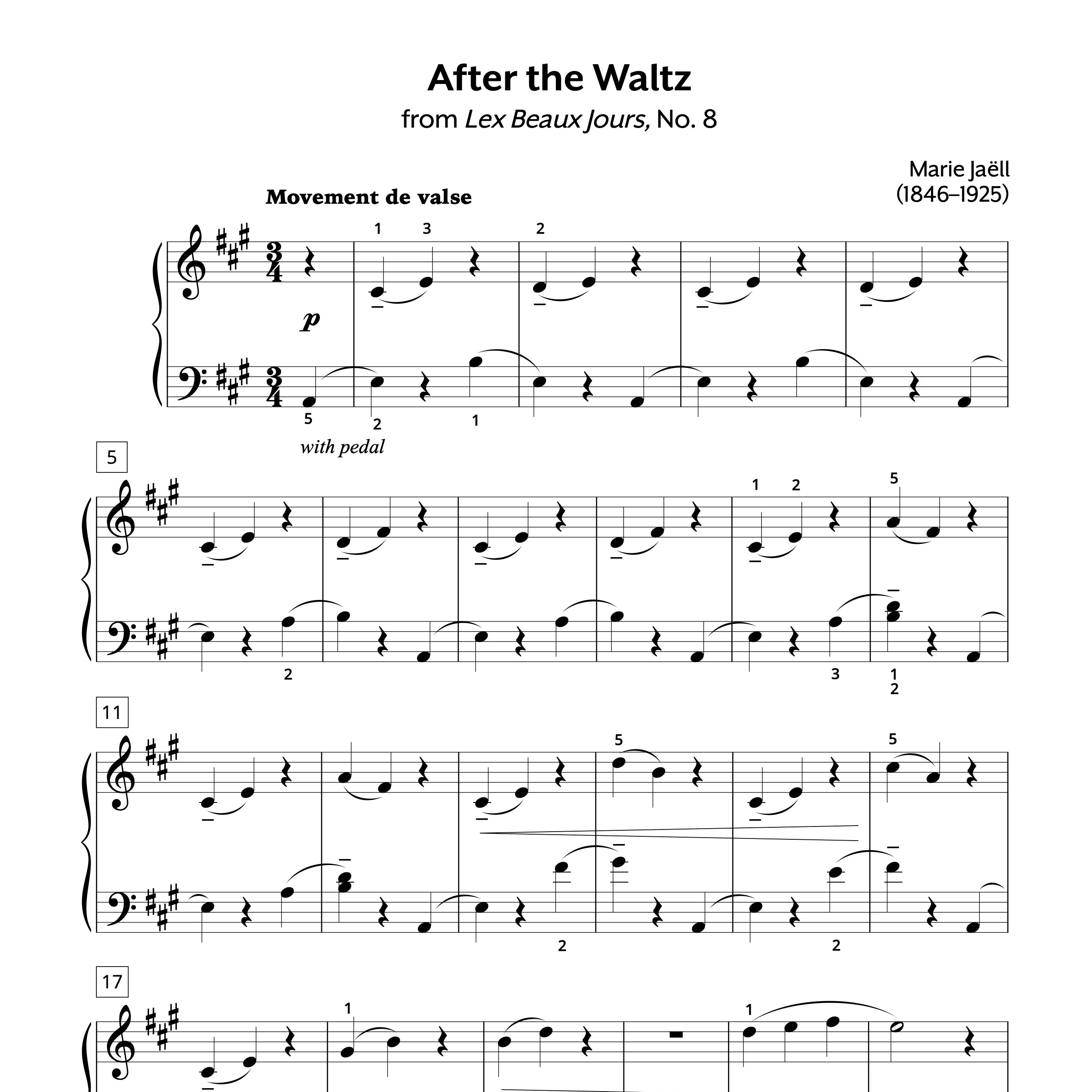 Marie Jaëll After the Waltz Sheet Music