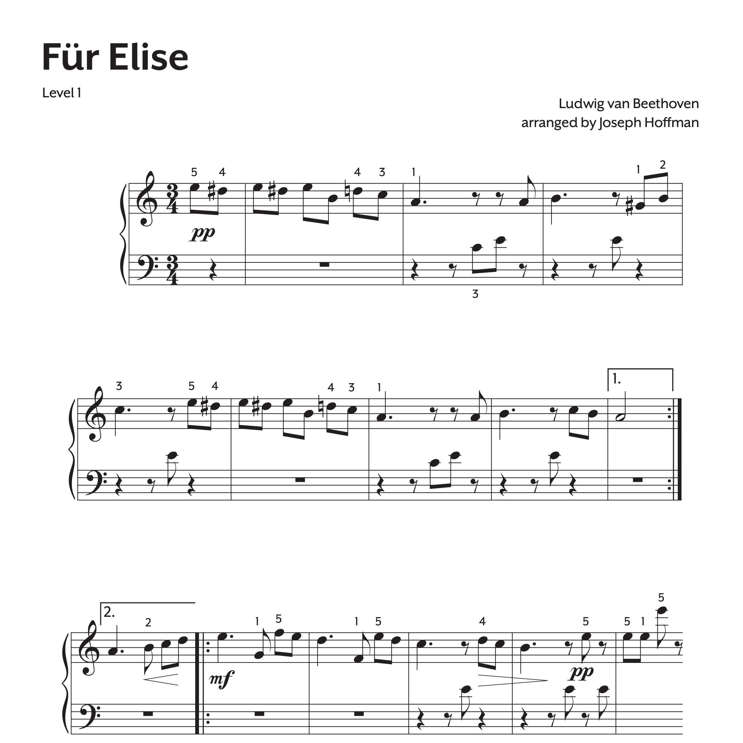 Beethoven Für Elise Elementary Sheet Music