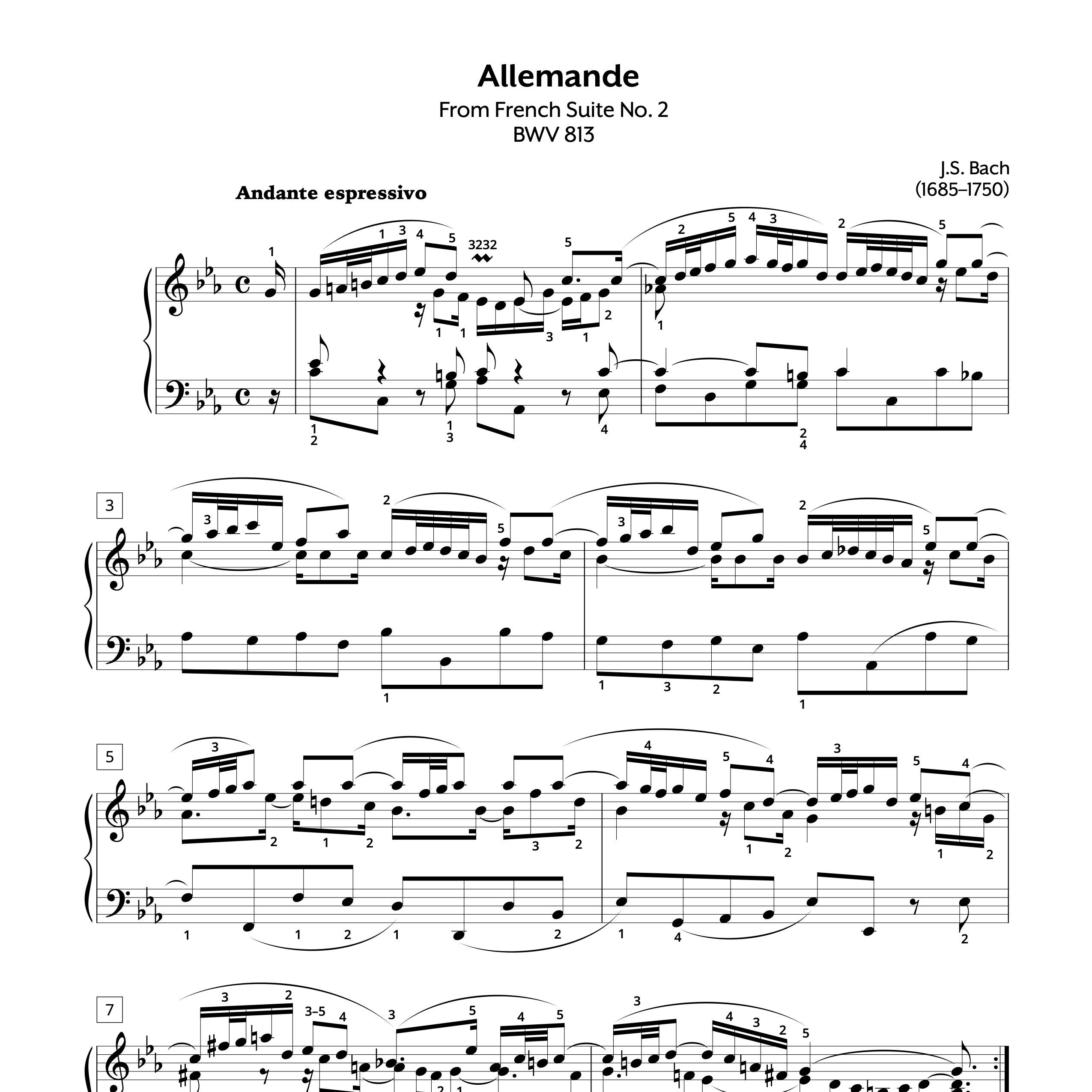 JS Bach French Suite No. 2 Allemande BWV 813 Store Preview