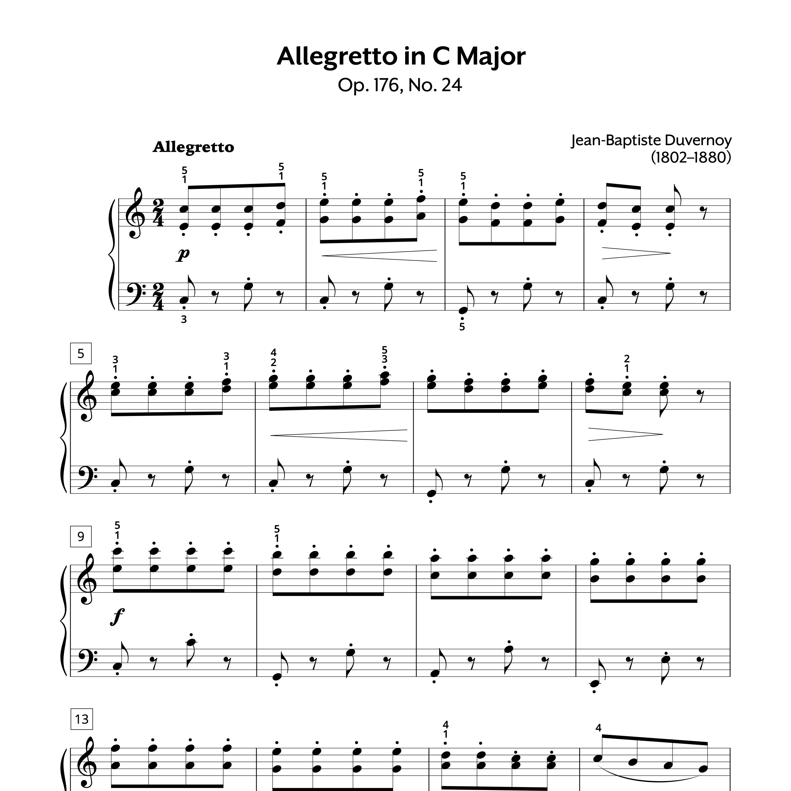 Duvernoy Allegretto in C Op. 176 No. 24 Store Preview