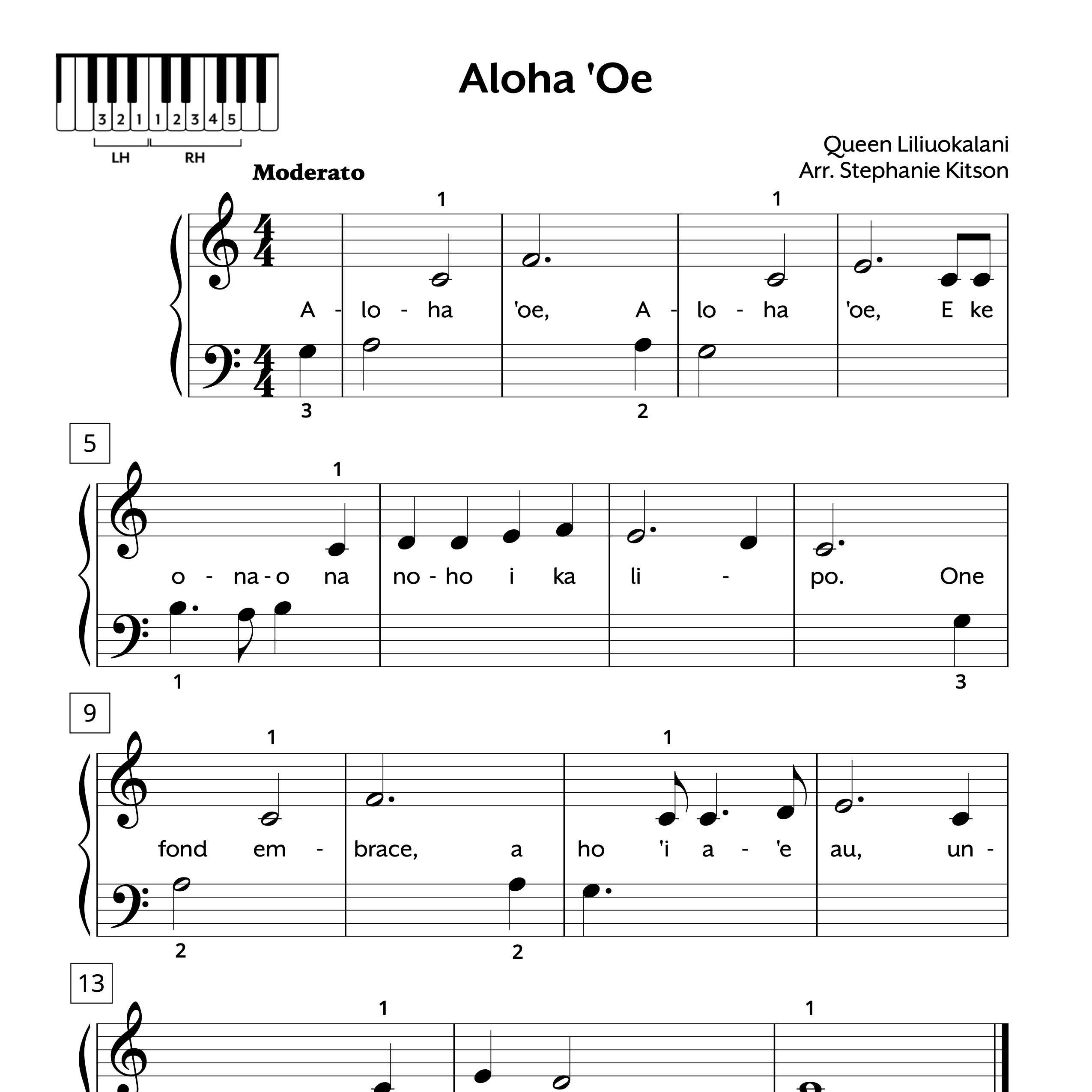 Aloha 'Oe Early Elementary Sheet Music