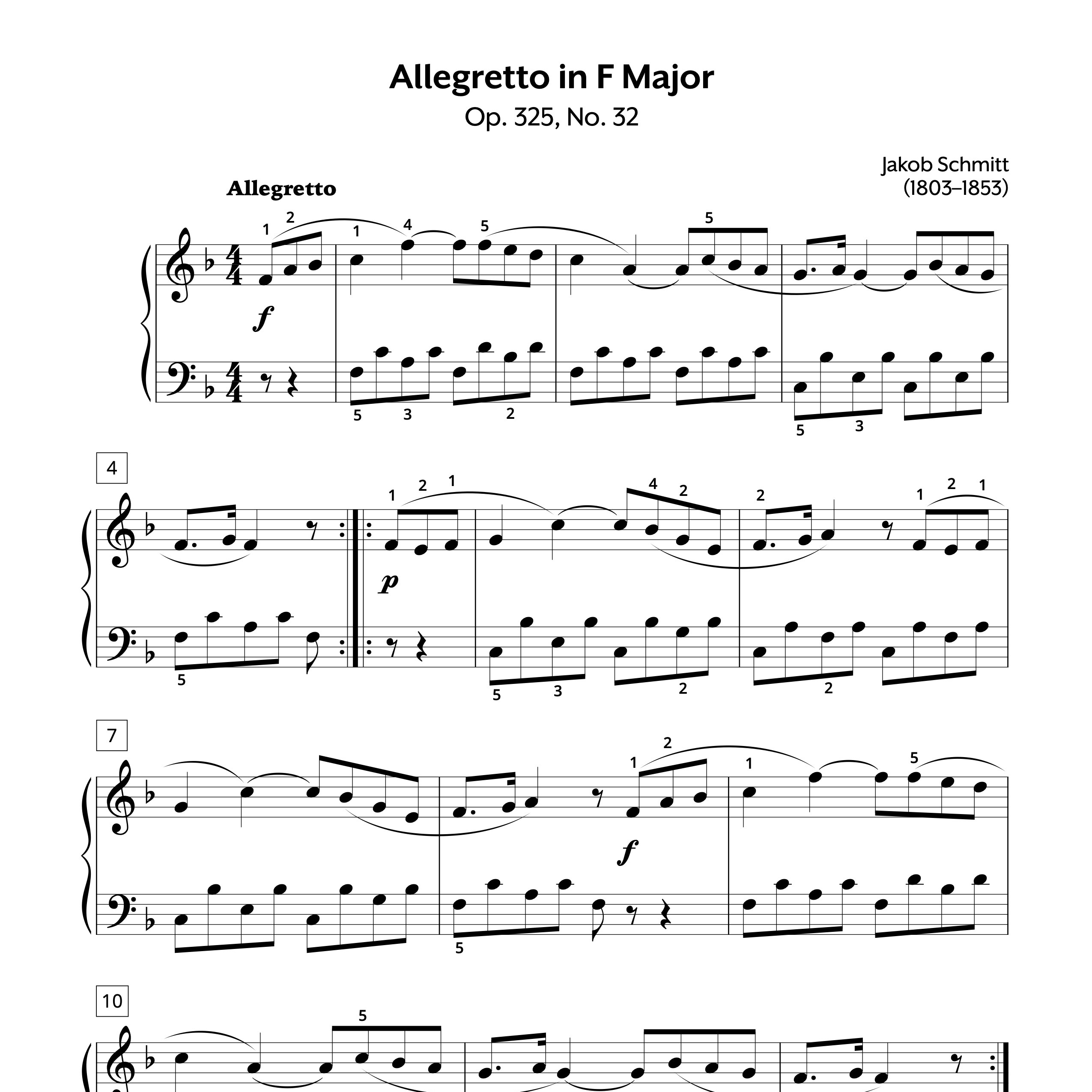 Schmitt Allegretto in F Op. 325 No. 32 Sheet Music