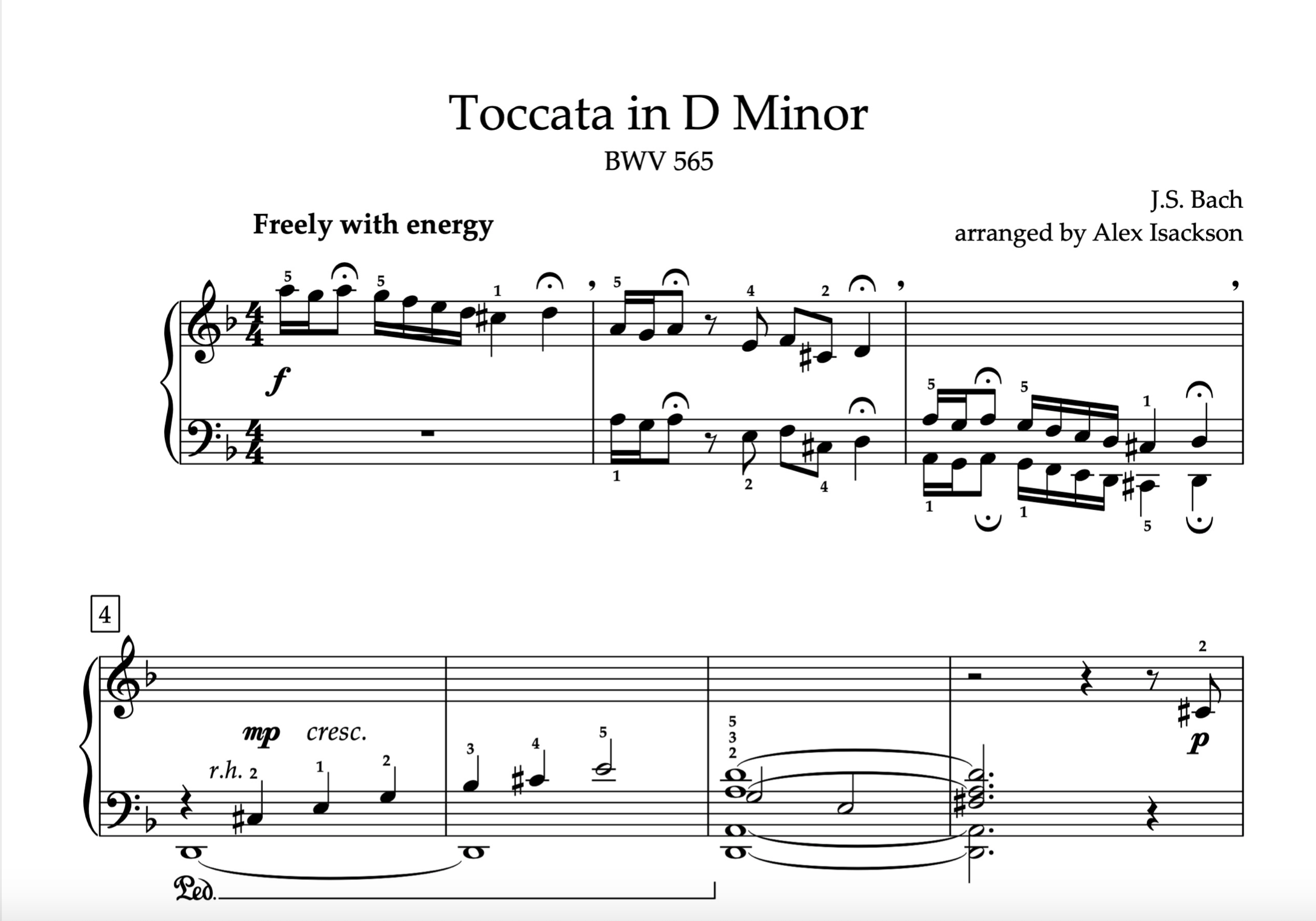 JS Bach Toccata in Dm Intermediate Store Preview